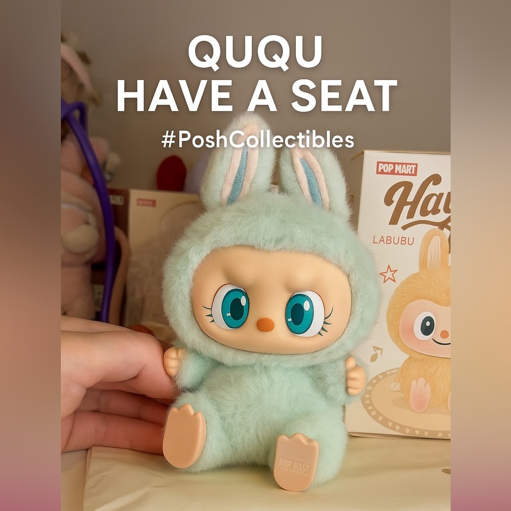 POP MART QuQu Have A Seat Plush Bunny Figure — Collectible Vinyl Toy w/ Box